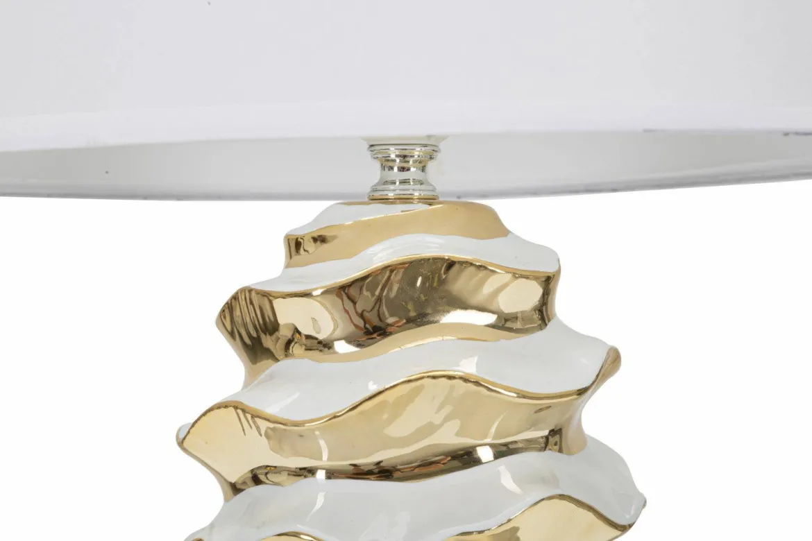 Lampada da tavolo Ashcan, 33x33 h53 cm, Bianco e Oro