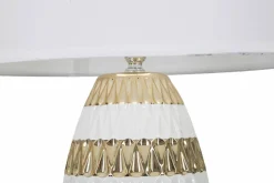 Lampada da tavolo Barr, 33x33 h50 cm, Bianco e Oro