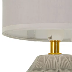 Lampada da Tavolo Beige oro Necessaria 1 Lampadina Attacco e27, Paralume - Bafala