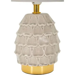 Lampada da Tavolo Beige oro Necessaria 1 Lampadina Attacco e27, Paralume - Bafala