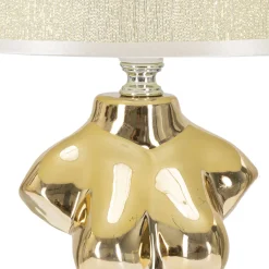 Lampada da Tavolo Beige oro Necessaria 1 Lampadina Attacco e27, Paralume - Bafapa