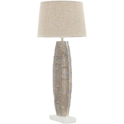 Lampada da Tavolo Beige oro Necessaria 1 Lampadina Attacco e27, Paralume - Falekaza
