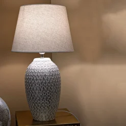 Lampada da Tavolo Bianco Argento Necessaria 1 Lampadina Attacco e27, Paralume - Balosemo