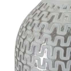 Lampada da Tavolo Bianco Argento Necessaria 1 Lampadina Attacco e27, Paralume - Balosemo
