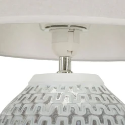 Lampada da Tavolo Bianco Argento Necessaria 1 Lampadina Attacco e27, Paralume - Balosemo