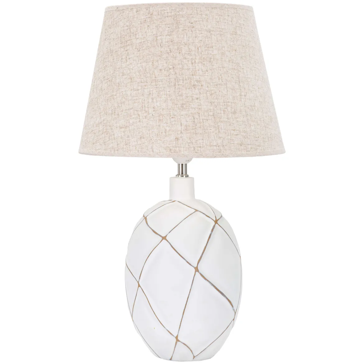 Lampada da Tavolo Bianco Beige Necessaria 1 Lampadina Attacco e27, Paralume - Baha
