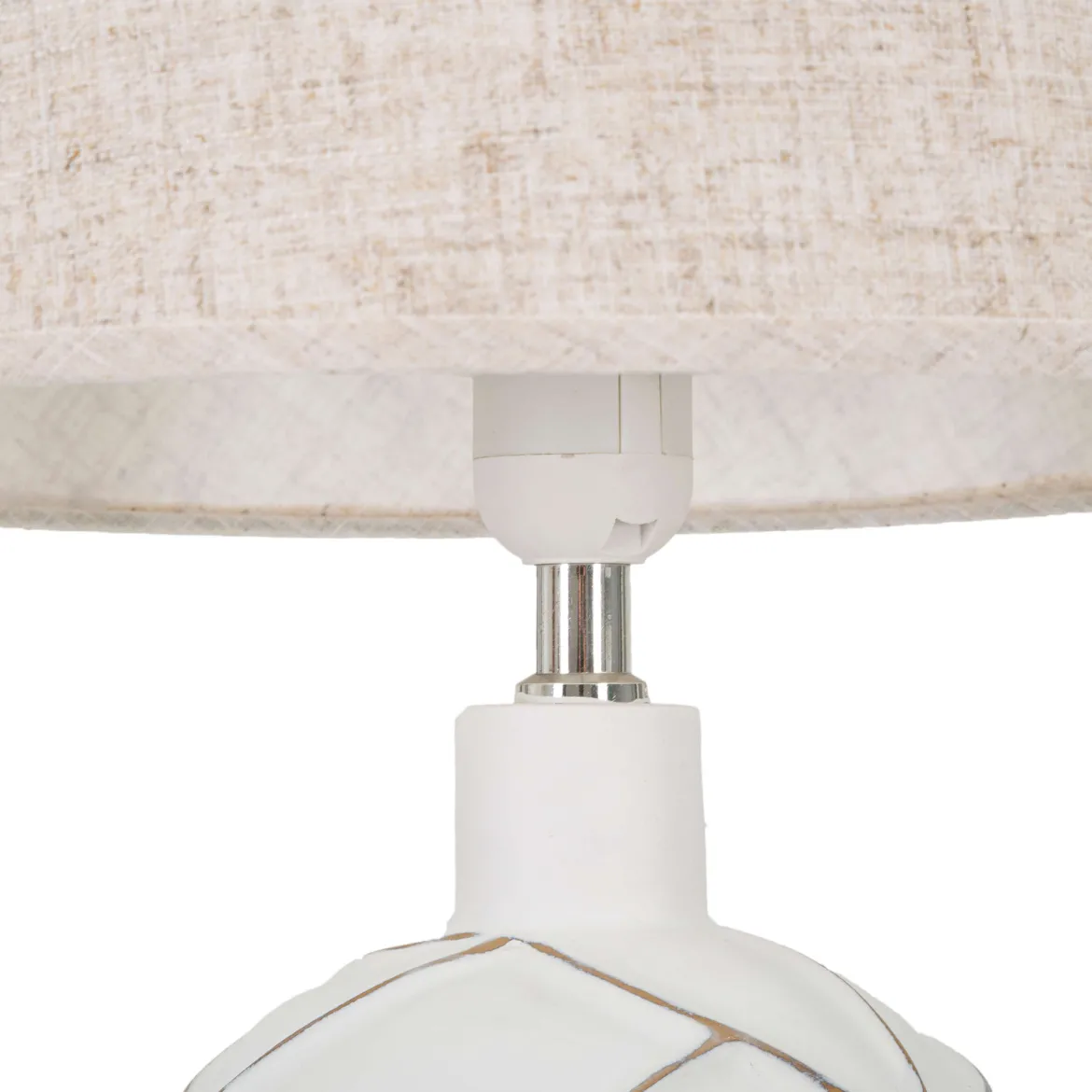 Lampada da Tavolo Bianco Beige Necessaria 1 Lampadina Attacco e27, Paralume - Baha