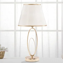Lampada da Tavolo Bianco Crema oro Necessaria 1 Lampadina Attacco e27, Paralume - Kars