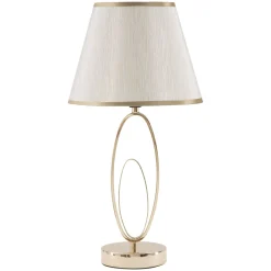 Lampada da Tavolo Bianco Crema oro Necessaria 1 Lampadina Attacco e27, Paralume - Kars