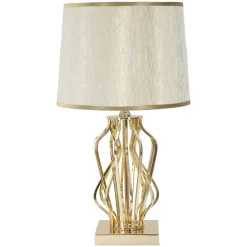 Lampada da Tavolo Bianco Crema oro Necessaria 1 Lampadina Attacco e27, Paralume - Sigiri