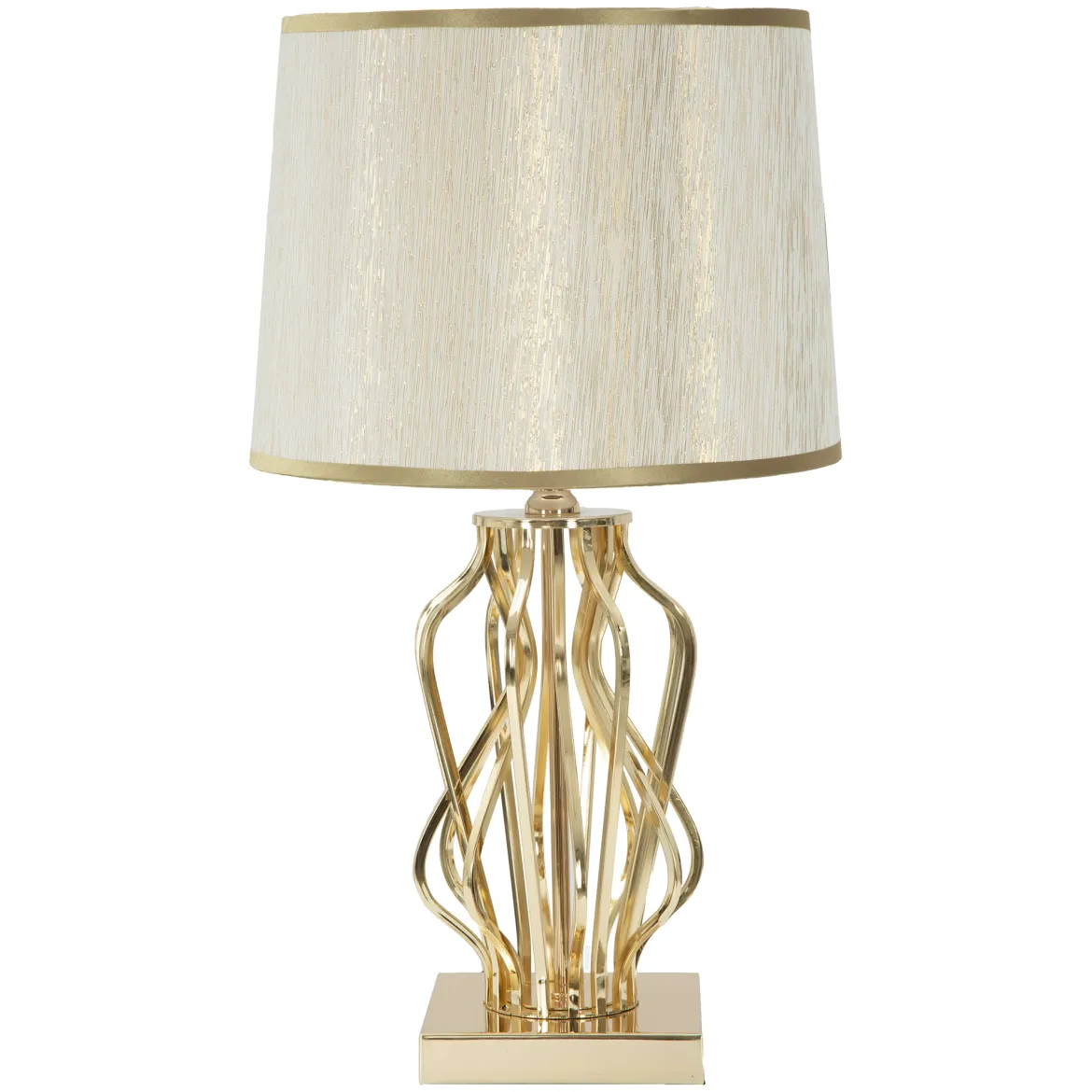 Lampada da Tavolo Bianco Crema oro Necessaria 1 Lampadina Attacco e27, Paralume - Sigiri