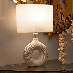Lampada da Tavolo Bianco Necessaria 1 Lampadina Attacco e14, Paralume - Mirny