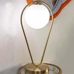 Lampada da Tavolo Bianco oro Necessaria 1 Lampadina Attacco e14, Interruttore Manuale - Basomo