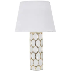 Lampada da Tavolo Bianco oro Necessaria 1 Lampadina Attacco e27, Paralume - Badani