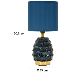 Lampada da Tavolo blu oro Necessaria 1 Lampadina Attacco e14, Paralume - Yakuta