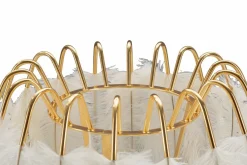 Lampada da tavolo Estofado, 40x40 h60 cm, Bianco e Oro