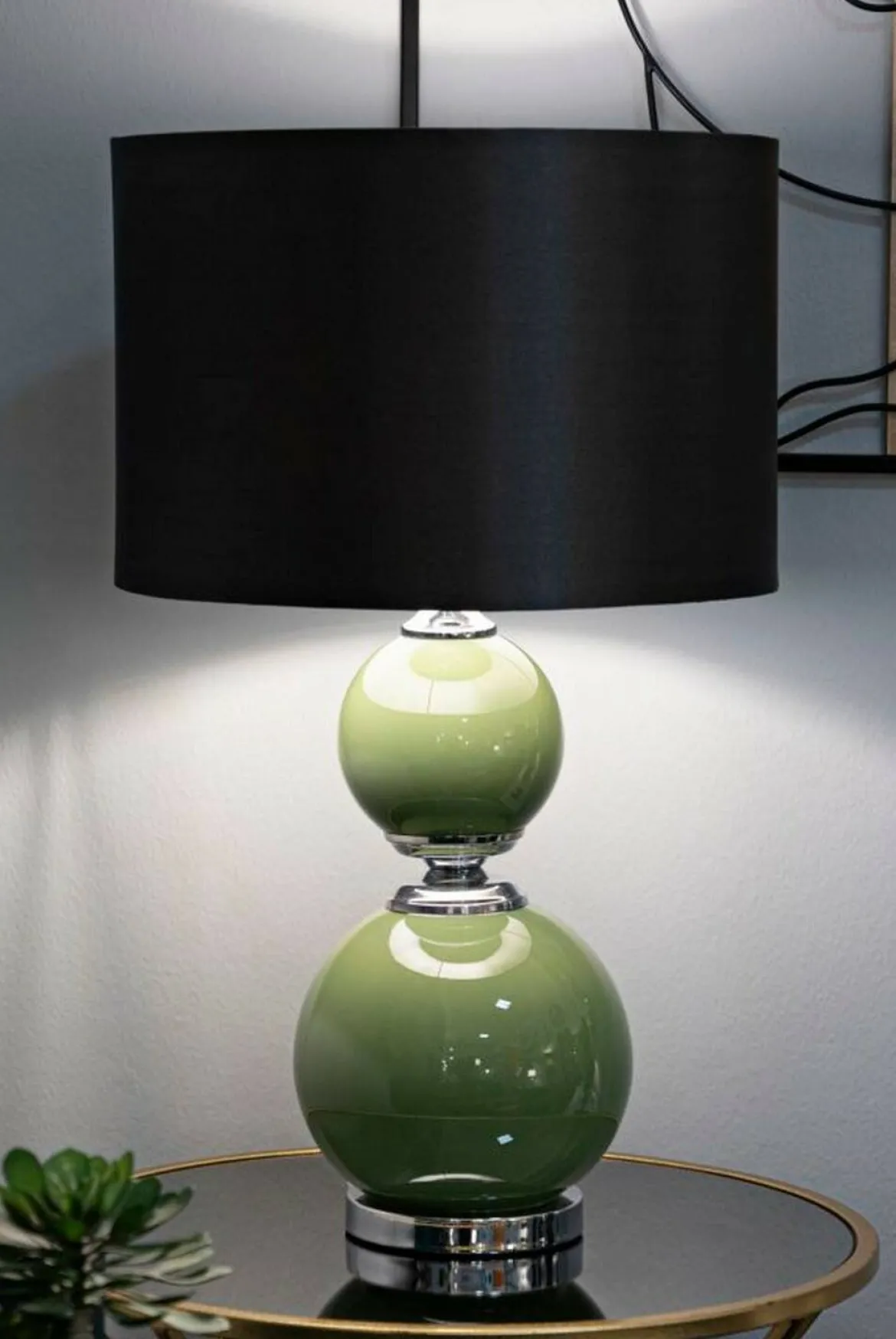 Lampada da tavolo Falletto, 38x38 h65 cm, Verde e Grigio