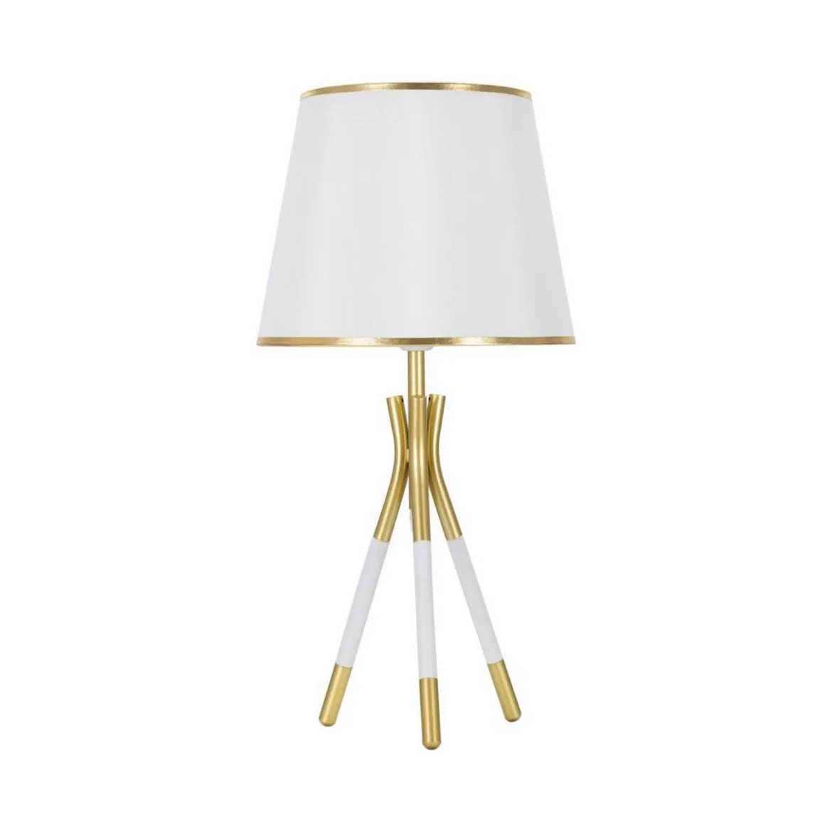 Lampada da tavolo Gongbi, 28x28 h57 cm, Bianco e Oro