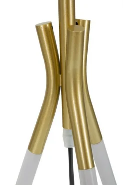 Lampada da tavolo Gongbi, 28x28 h57 cm, Bianco e Oro