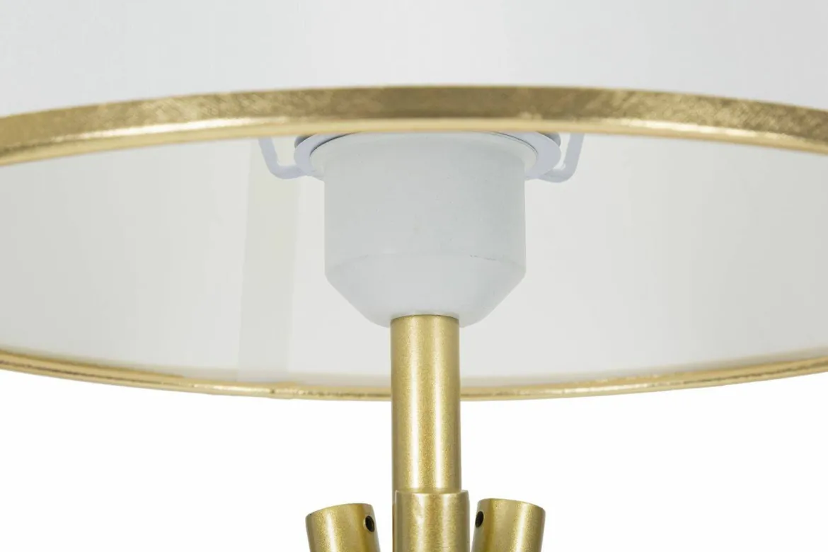Lampada da tavolo Gongbi, 28x28 h57 cm, Bianco e Oro