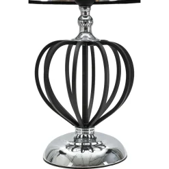 Lampada da Tavolo Nero Argento Necessaria 1 Lampadina Paralume, Attacco e27 - Bundi