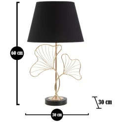 Lampada da Tavolo Nero oro Necessaria 1 Lampadina Attacco e27, Paralume - Hida