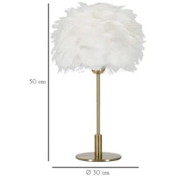 Lampada da Tavolo oro Bianco Necessaria 1 Lampadina Attacco e27, Paralume - Bala