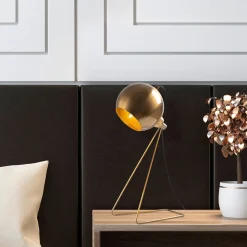 Lampada da Tavolo oro Paralume Attacco e 14 max 40 w, Interruttore Connessione Diretta - Polia