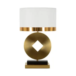 Lampada da tavolo Papier, 30x30 h53 cm, Bianco e Oro