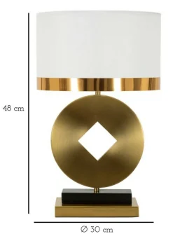 Lampada da tavolo Papier, 30x30 h53 cm, Bianco e Oro