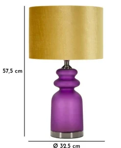 Lampada da tavolo Pescaia, 33x33 h58 cm, Viola e Oro