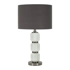 Lampada da tavolo Presolana, 33x33 h57 cm, Bianco e Grigio