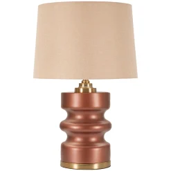 Lampada da Tavolo Rosa Marrone Necessaria 1 Lampadina Attacco e27, Paralume - Toberm