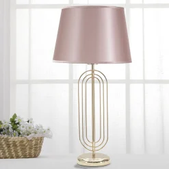Lampada da Tavolo Rosa oro Necessaria 1 Lampadina Paralume, Attacco e27 - Khajur