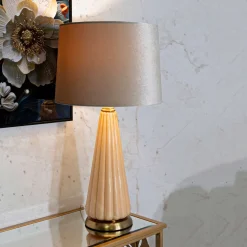 Lampada da Tavolo Rosa Perlato Bronzo Perlato Necessaria 1 Lampadina Paralume, Attacco e27 - Portre