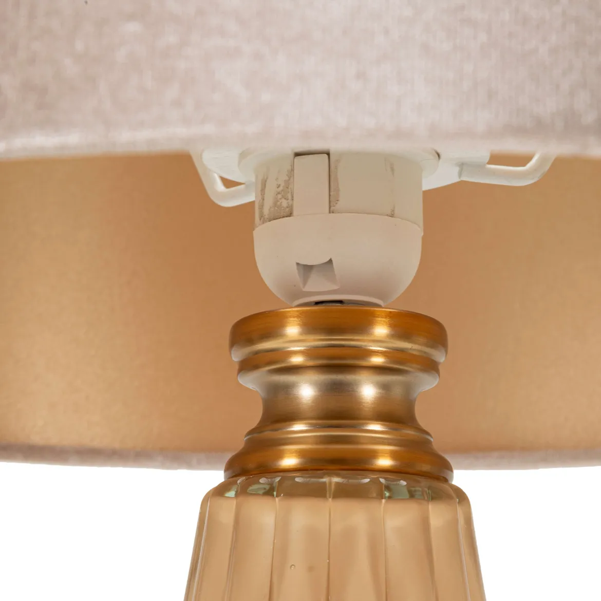 Lampada da Tavolo Rosa Perlato Bronzo Perlato Necessaria 1 Lampadina Paralume, Attacco e27 - Portre