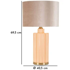 Lampada da Tavolo Rosa Perlato Rosa Salmone Necessaria 1 Lampadina Paralume, Attacco e27 - Fanoti