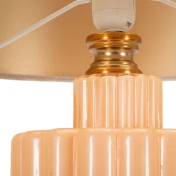 Lampada da Tavolo Rosa Perlato Rosa Salmone Necessaria 1 Lampadina Paralume, Attacco e27 - Fanoti