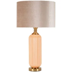 Lampada da Tavolo Rosa Perlato Rosa Salmone Necessaria 1 Lampadina Paralume, Attacco e27 - Fapa