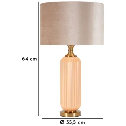 Lampada da Tavolo Rosa Perlato Rosa Salmone Necessaria 1 Lampadina Paralume, Attacco e27 - Fapa