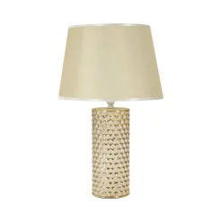 Lampada da tavolo Supreme, Bianco e Oro, 30x30 h48 cm