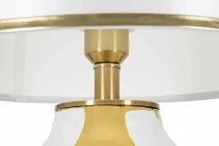 Lampada da tavolo Trompe, 40x40 h70 cm, Bianco e Oro