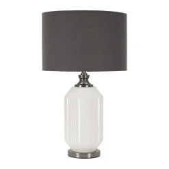 Lampada da tavolo Vidardo, 38x38 h65 cm, Bianco e Grigio