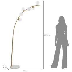 Lampada da Terra Bianco Marmo oro Necessarie 6 Lampadine Attacco e14, Interruttore Pedaliera - Bale