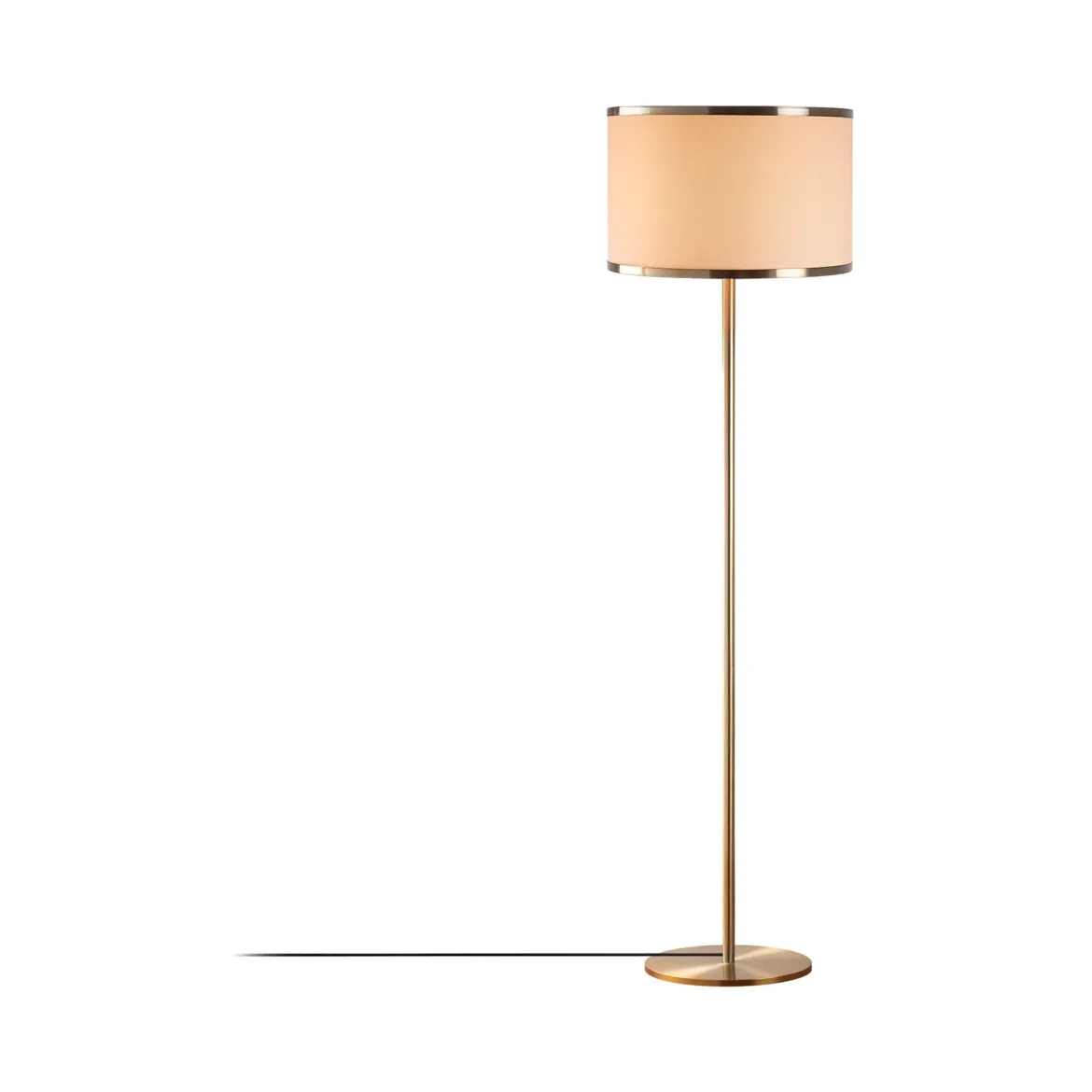Lampada da Terra Bianco oro Panna Paralume Attacco e 27 max 40 w, Interruttore Connessione Diretta - Laviano