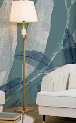 Lampada da terra Grisaille, 41x41 h160 cm, Bianco e Oro