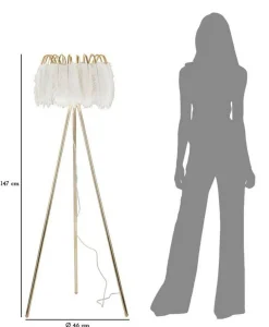 Lampada da terra Millefleur, 46x46 h147 cm, Bianco e Oro