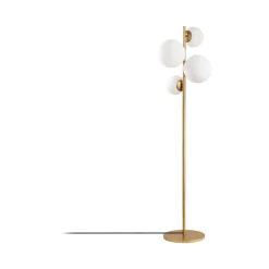 Lampada da Terra oro Bianco Paralume Attacco e 14 max 40 w, Interruttore Connessione Diretta - Mannelli