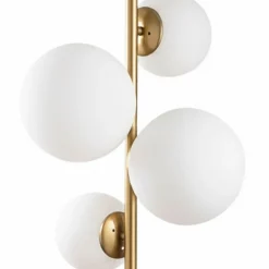 Lampada da Terra oro Bianco Paralume Attacco e 14 max 40 w, Interruttore Connessione Diretta - Mannelli