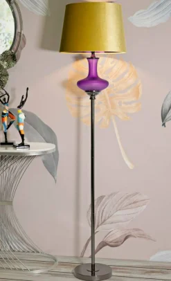 Lampada da terra Pepoli, 40x40 h167 cm, Viola e Giallo